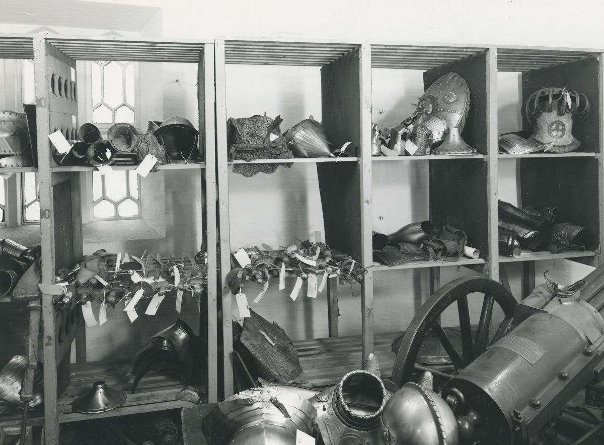armour on the shelves in the Brick Tower in 1974