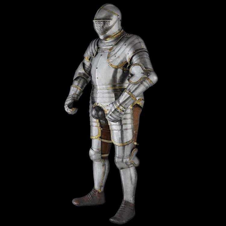 Steel armour decorated with gold edges