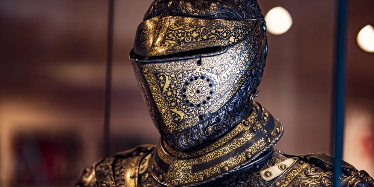 black and gold helmet
